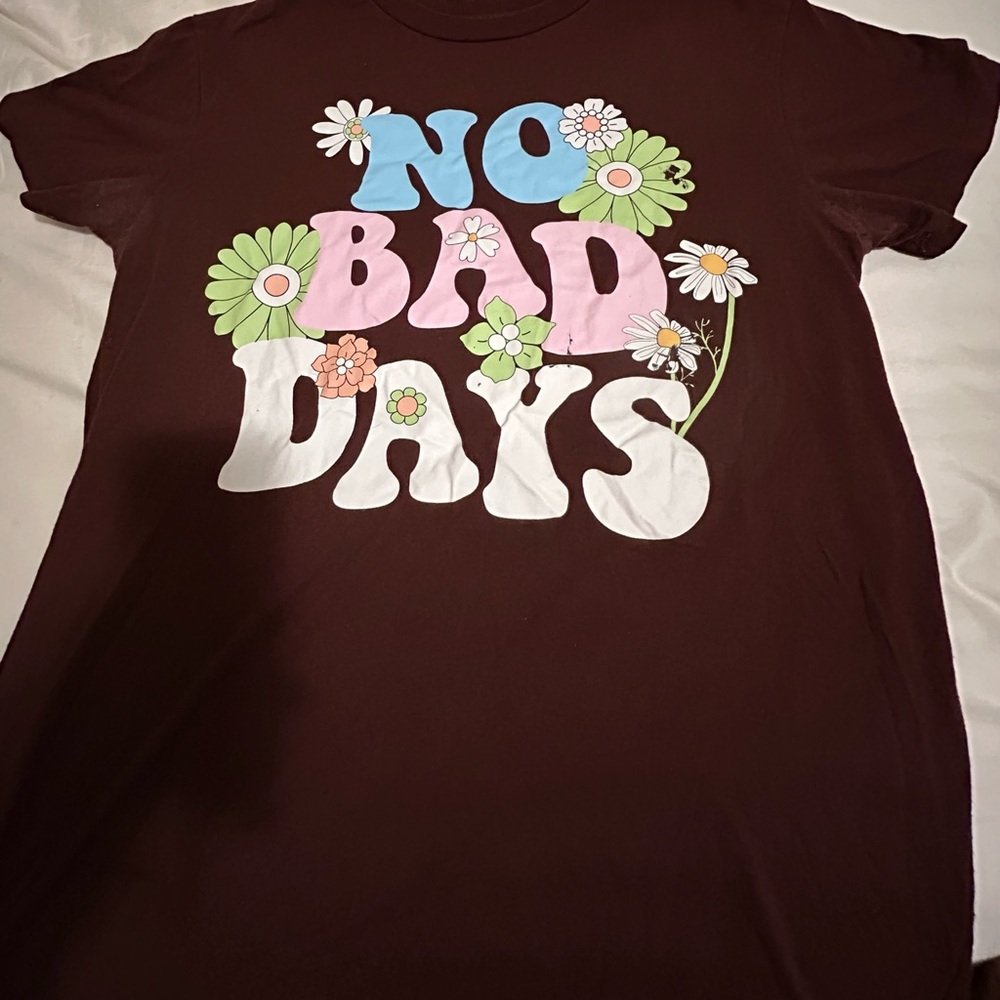 Brown Graphic Tee with Floral Design